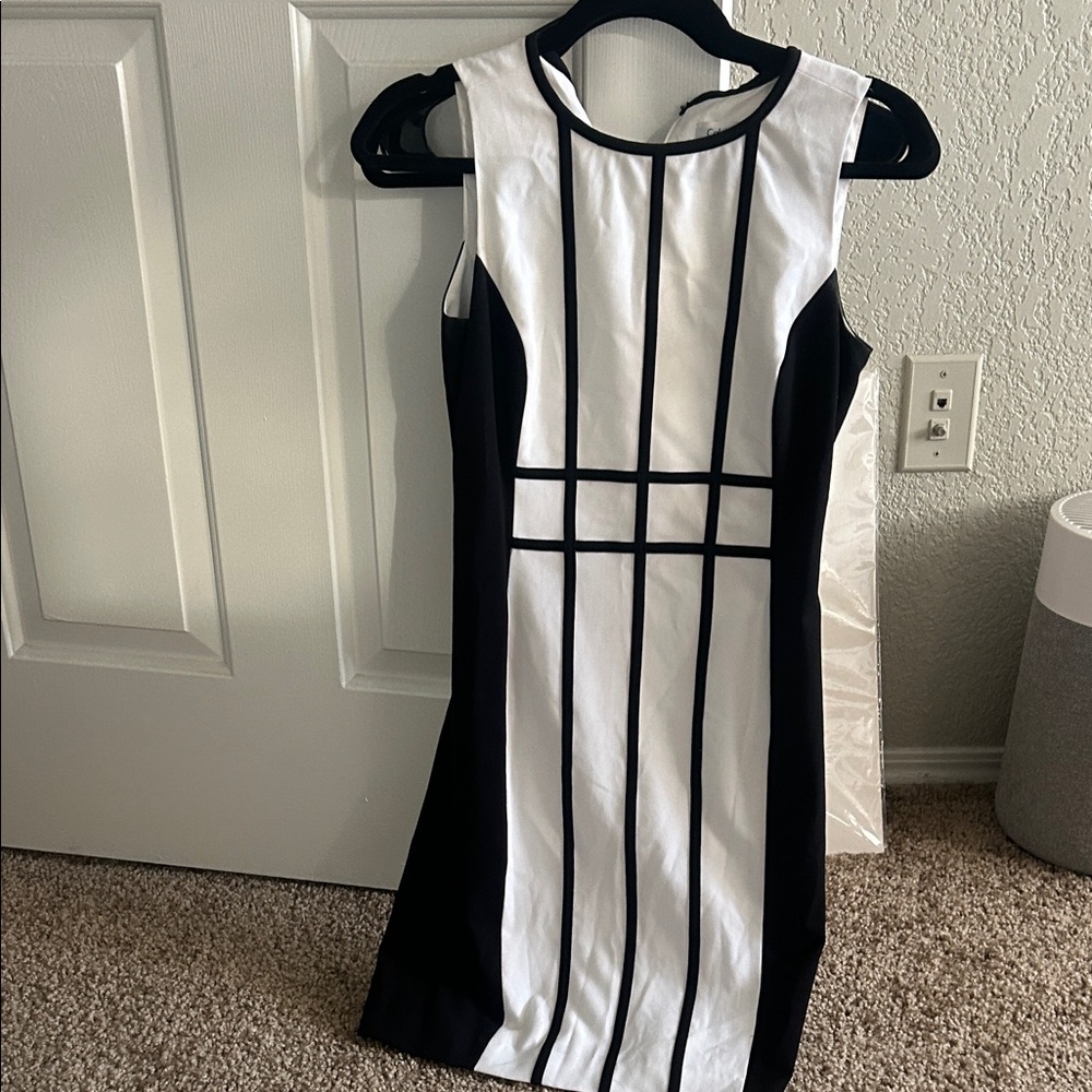 Calvin Klein Black and White Geometric Mini Dress